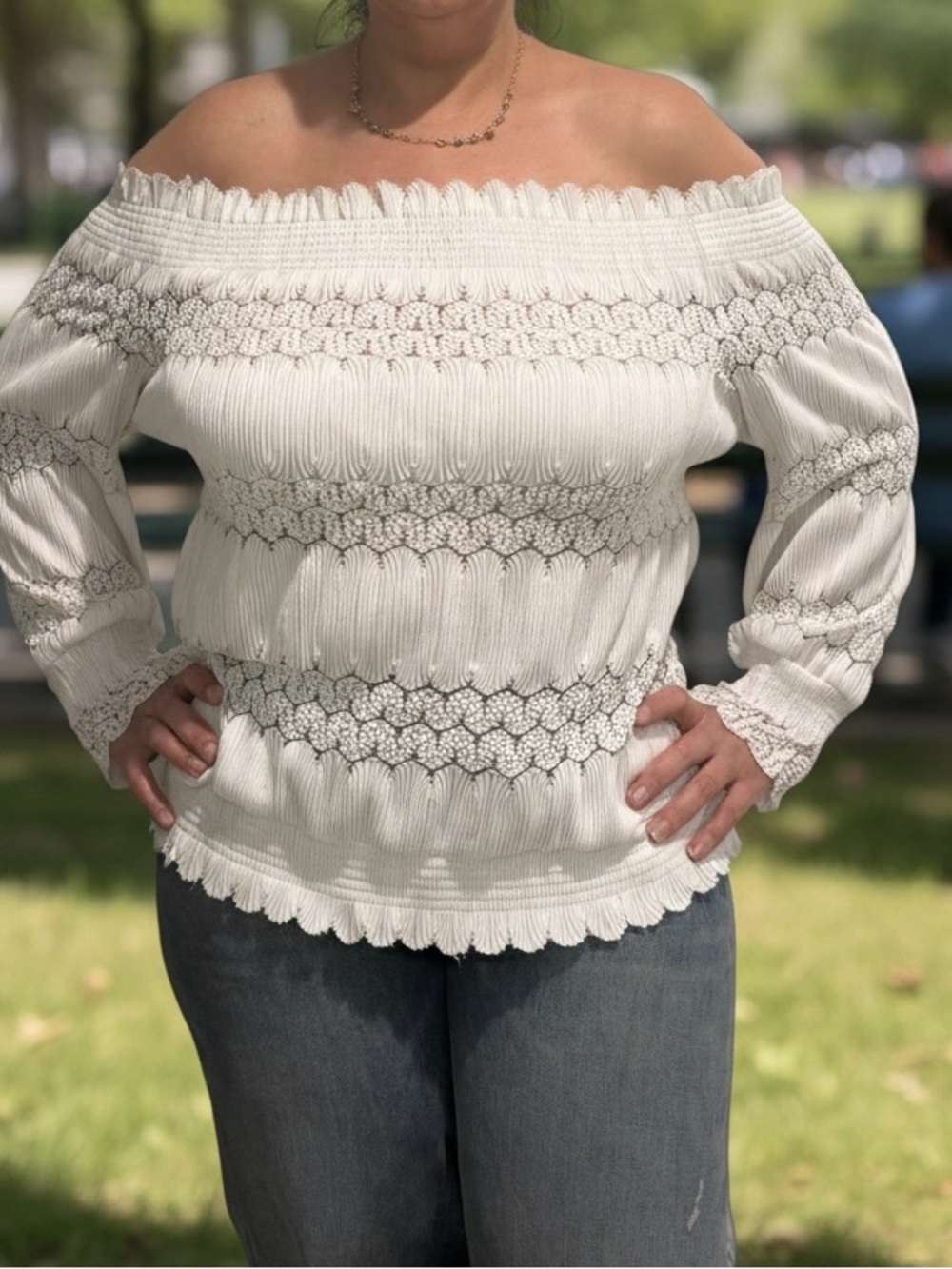 Deletta White Smocked Top